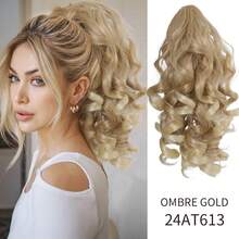 12" Ponytail Extension, Classic Loose Curly Wavy Claw Clip Pony Tails Hair Extensions Hairpieces For Women - Multicolor - View 16