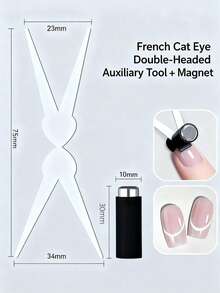 2件套 X形猫眼美甲磁铁套装，打造法式美甲，双头铁片磁性美甲配件工具，猫眼凝胶美甲辅助工具，美甲用品 - 彩色 - 查看 6