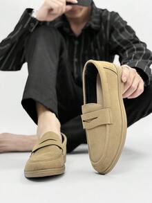 男士莫卡辛鞋，休闲薄底透气乐福鞋，纯色流苏男士多色驾车鞋，宽松鞋，室内街头时尚鞋，乐福鞋，老爹鞋，护士轻便男鞋 - 卡其色 - 查看 5