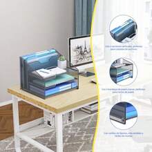 QWEB-Organizador de Escritorio con Bandeja para CartasSoporte para Archivos con 3 Bandejas para Papel y 2 Secciones Verticales Organizador de Almacenamiento de Papel Organizador de Bandejas para Oficina - 1paquete - Ver 3