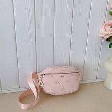 1pc Zipper Closure Cartoon Teenager Waist Bag, Nylon Crossbody Fanny Pack For Girls, Star Mini Pouch