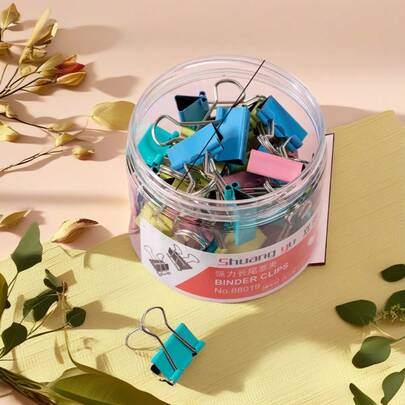 40 Stücke/Box 19mm bunte Metallklammern mit langem Schwanz für Datei- und Dokumentenorganisation