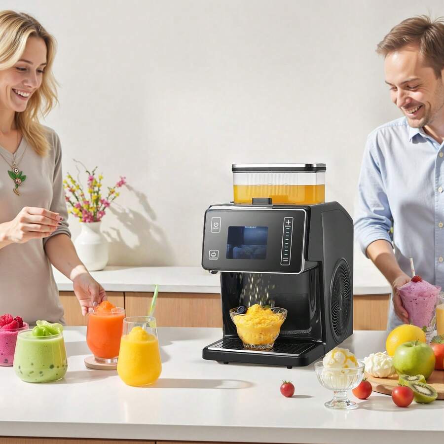 Schneeflocken-Eismaschine, 20 kg/Tag Eis-Rasiermaschine, Eisrasierer mit Edelstahlklinge, elektrischer Bingsu-Maschine mit 0,8 L Tank, 90-s-Schnellkühlung, für Zuhause kleine Veranstaltung - 20 kg/24 h - Übersicht 1