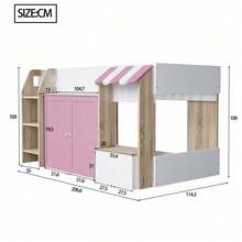 Kids Bed Frames, Headboards & Footboards - Pink+White+Wood+90cm*200cm - View 6