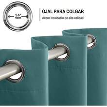NANWEI Cortinas Blackout con Aislamiento Térmico para Estar Recámara Ventana con Ojales en la Parte Superior Suave 100% Poliéster Tela Impermeable Reducción Ruido 1 Paneles Verde 52" x 84" - Verde - Ver 2