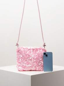Women's Sequin Crossbody Bag, Bridal Party Clutch, Wedding Accessories, Women's Gift, Valentine's Day (Random Pattern) - Pink - View 3