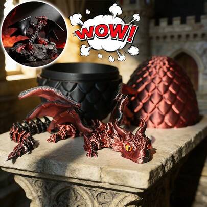 3D Printed Dragon Pterosaur Egg, Gift For Boys, Cool 3D Printer Articulated Dragon For Boys Teen, Animals Fidget Dinosaur Eggs