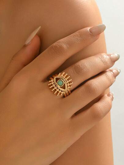 3 st/set vintage kombinationsringar, personlig ögonfransdesign, mångsidig för kvinnor dagligen, lämplig för festivaler, fester, alla hjärtans dag-dejter, utmärkt present till familj och vänner