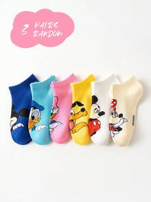 Disney 迪士尼袜子 1/3/6/12 双装，可爱卡通米奇/唐老鸭图案装饰，时尚个性，柔软亲肤透气吸汗运动袜，休闲百搭成人袜，适合日常穿着、节日礼物、户外旅行、运动。颜色随机发货 - 彩色 - 查看 8