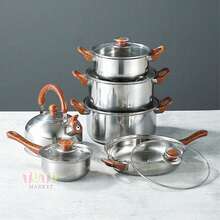 Juego De Utensilios De Cocina De Acero Inoxidable De 12 Piezas, Juego De Ollas De Acero Inoxidable, Tetera, Sopa, Leche, SartéN, Juego De 12 Piezas Ideal Para Preparar Comidas Festivas En Navidad Y AñO Nuevo - Plateado - Ver 2