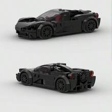 Black/Yellow Supercar Racing Car Classic MOC Building Blocks Set, Adult DIY Assembling Car Toy Model, City Tech Champion Cup Series, Suitable As Birthday, Halloween, Christmas Gift - Model - View 1