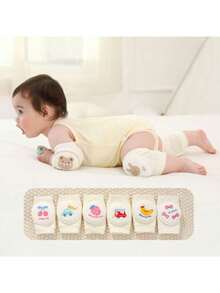 Children's Pure White Embroidered Knee Pads, Unisex Sports Protective Gear, Anti-Fall Foam Elbow Pads, Mesh Baby Crawling Knee Pads - Multicolor - View 2