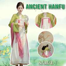 New Chinese Style Women's Clothing, Light National Style, Tang Dynasty Hanfu Elements, Daily High-Waisted Dress, Tea Dress, Fairy-Like Zen-Inspired Skirt, Two-Piece Set - 綠色 - 查看 4