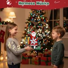 Figura de Santa Claus, Caja de Música de Cuerda 23 cm, Molino de Viento Giratorio, Regalo de Navidad, Coleccionables, Adornos, para Familia, Amigo y Niño - rojo y verde - Ver 6