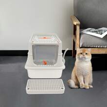 YUNRUX Stainless Steel Cat Litter Box, Large Cat Litter Box For Large Cats, Cat Litter Box With High Sides - Black - View 6