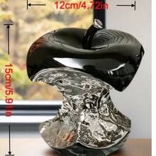 1pc Elegant High-End Apple Decor, Ceramic Material With Electroplating Finish - Suitable For Display In Living Room, Bedroom, Office, Kids Room | Art Ornament | Great For Home Decor And Gifts - Black and Silver - View 7