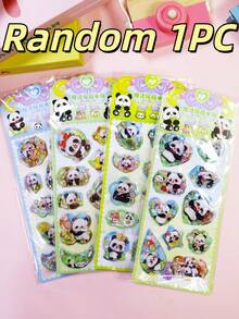 Pegatinas de dibujos animados de panda en relieve 3D, estilo abstracto, adecuadas para decoración de cascos, elaboración de libros de manualidades, decoración de automóviles, decoración de fiestas