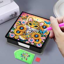 Bộ tranh đính kim cương 5D - Sổ tay/Hộp ghi nhớ họa tiết Mandala 9 ô - Quà tặng thủ công độc đáo, Bộ tranh đính kim cương, Hình tròn bất đối xứng, Quà tặng thủ công độc đáo cho bàn làm việc văn phòng và nhà - Nhiều màu - Xem 17