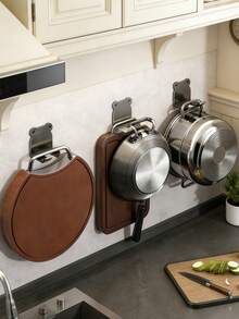 3pcs Self-Adhesive Bear Shaped Hooks, No Drilling Required, Waterproof And Oil-Proof, Suitable For Hanging Pots, Spoons, Pot Lids, Bathroom Towel Racks, Closet Organizers, Kitchen Utensil Racks, And Other Kitchen Tools