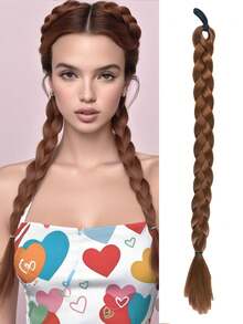 1pc Long Braided Wig, Fashion Synthetic Braided Ponytail For Women - Multicolor - View 14