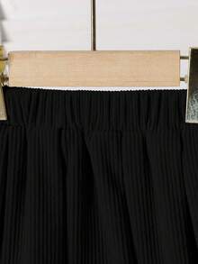 三件套，女童时尚休闲刺绣牛仔外套+纯色半身裙+配套披肩 - 黑色 - 查看 6