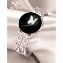 Wearlizer Metal Band Compatible With Samsung Galaxy Watch 7 6 5 4 FE Active 2 40mm 44mm/Watch 6 4 Classic 43mm 47mm 42mm 46mm/Watch 5 Pro 45mm Bands, 20mm Dressy Stainless Steel Chain Strap Women,Starlight - 星光 - 查看 5