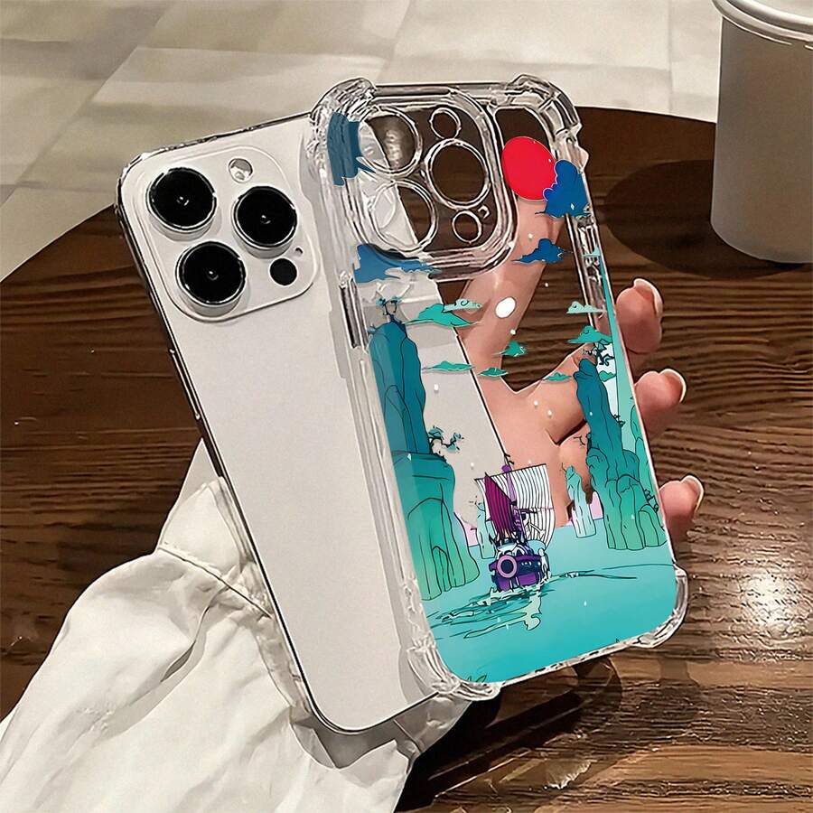 Funda para teléfono con diseño de velero y atardecer asiático, compatible con iPhone 16, 15, 14 Pro Max, 13, 12, 11, XR y XS Plus. Fabricada en silicona TPU, ofrece protección contra golpes y caídas, además de una excelente sensación al tacto. Es el regalo ideal para familiares, amigos y seres queridos. - transparente - Ver 1