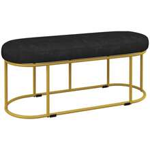 HOMCOM Upholstered Bench With Velvet-Look Finish, Seating Bench, Bed Bench, Dressing Table Bench, Entryway Bench For Living Room, Up To 200 Kg, Steel, Black - Black - View 9