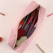 Personalized Floral Pencil Case - Pink/Purple/Beige, Large Capacity School & Cosmetic Storage Bag With Gold-Tone Hardware, Girls Gift (Birthday/Graduation) - Elegant Zipper Stationery & Makeup Pouch, Suitable For Teens, Women, Students - Customized, Durable Fabric Storage Bag - Multicolor - View 5