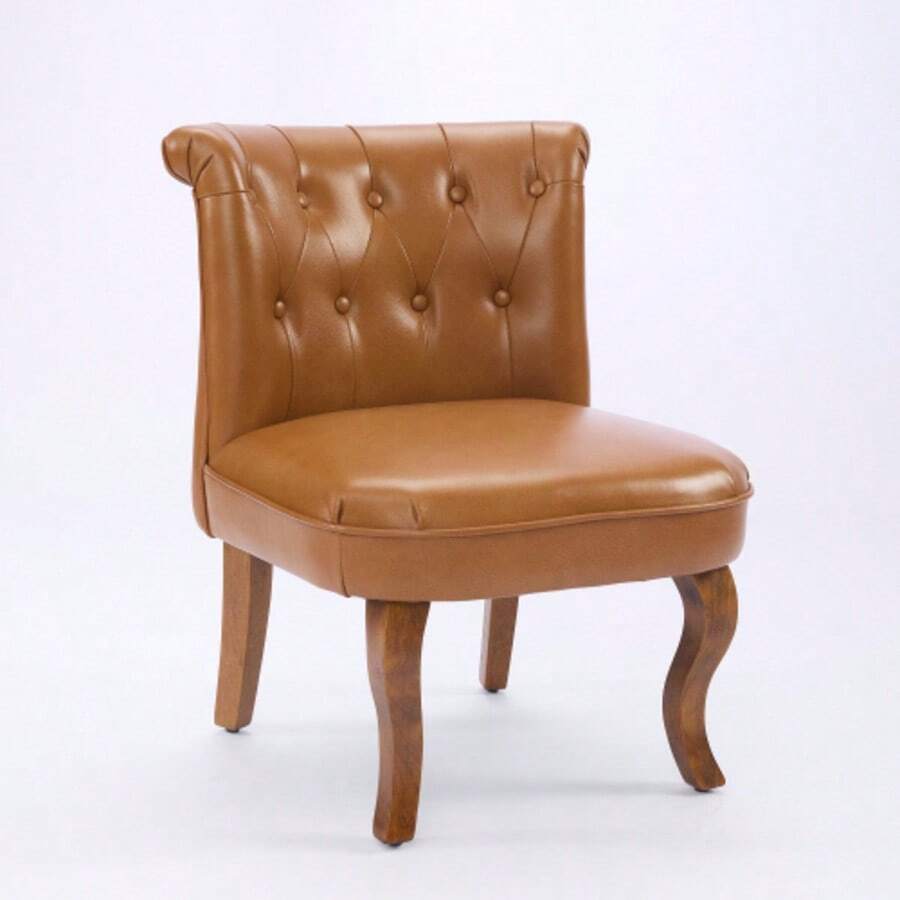 Genuine Leather Lounge Chair In Light Brown – Solid Rubberwood Legs, Comfortable Living Room Armchair - Light Brown - View 1