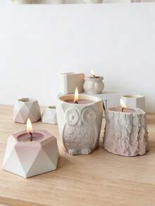 1pc Geometric Flower Pot & Candle Holder 2-In-1 Silicone Mold - Easy Release Reusable For Resin/Cement/Plaster, Home Decor DIY Gift For Valentine's Day/Mother's Day/Christmas - White - View 2