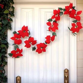 200 cm vattentät konstgjord blomsterkrans i plast, lämplig för säsongsbetonad ytterdörrsfestdekoration, inomhus/utomhus jul, alla hjärtans dag, Thanksgiving, Halloweenkrans och högtidsdekoration