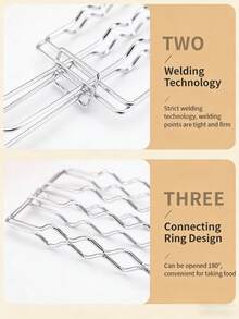 1个烧烤热狗架，不锈钢烧烤篮带木柄 - 可锁定烧烤架，不锈钢香肠架，适用于热狗、香肠和蔬菜，兼容燃气和木炭烧烤炉，非常适合后院和露营使用。