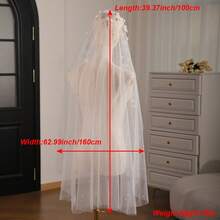 1pc Handmade 3D Floral Beaded Bridal Veil Headpiece - Multicolor - View 7