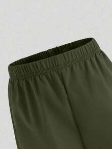 男童卡通印花短袖上衣和工装裤套装 - 黑色 - 查看 6