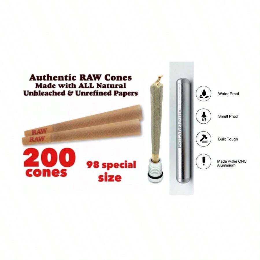 RAW Classic 98 SpecialSize Cone 200pk Alu<Wbr/>Minum Cone Tube SILVER - như hình - Xem 1