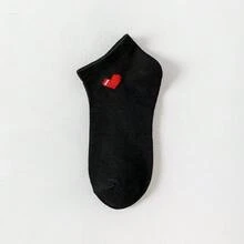 1 Pair/5 Pairs/9 Pairs/10 Pairs/15 Pairs Women Basic Versatile Casual Low-Cut Breathable Socks, Cute Heart Pattern Minimalist Sporty Style, Unisex Couples Solid Black/White/Gray Short Socks, Holiday/Valentine's Day Gift - Multicolor - View 17