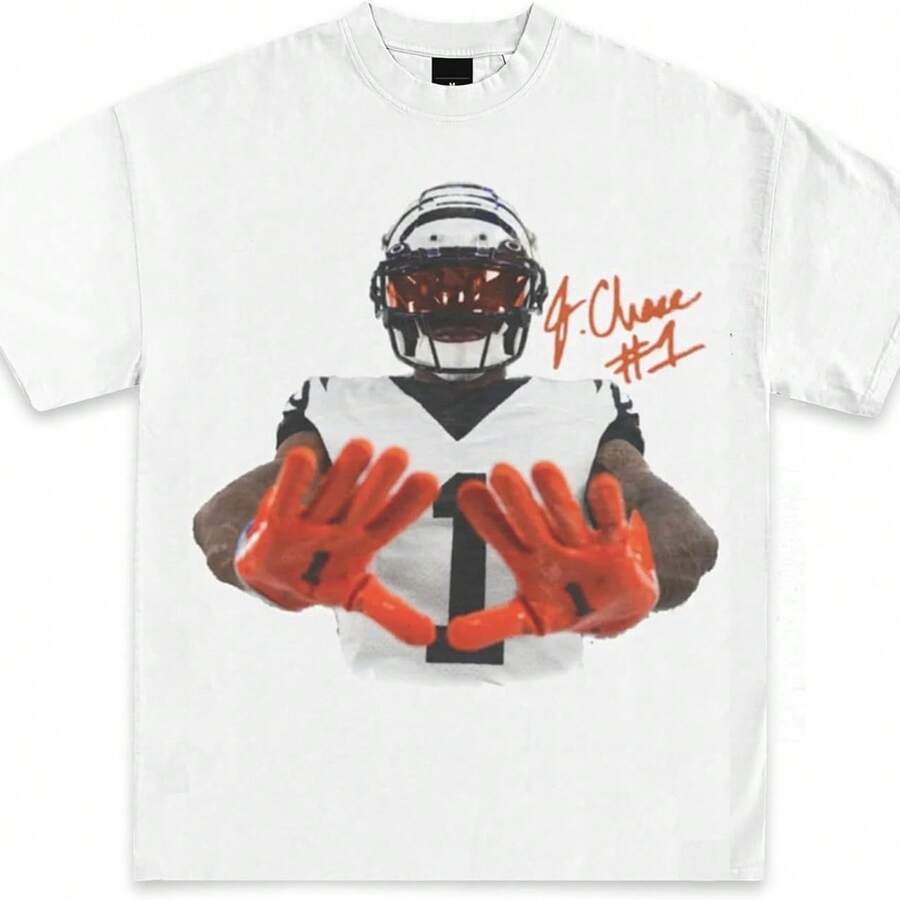 Star Signature Football Graphic T-Shirts _ Premium Quality Heavyweight Football Shirt For Adults & Kids_1 - 白色 - 查看 1