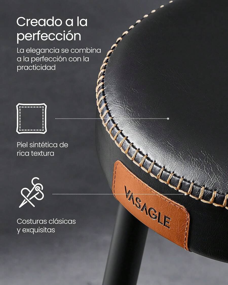 VASAGLE EKHO - Juego de 2 taburetes de Bar con Altura de mostrador, taburetes de encimera de Cocina, taburetes Modernos de Mediados de Siglo, taburetes de mostrador sin Respaldo de 63 - Verde bosque - Ver 1