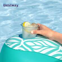 Bestway 43719 1PC Portable Inflatable Floating Pool Lounge Chair With Backrest And Cup Holder, Inflatable Pool Floating Chair, Inflatable Pool Floating Tube For Summer Parties, Summer Water Recreation Party Decorations, Party Supplies. (Without Pump), Pool Inflatable, Beach Essentials, Pool Float - Green - View 2
