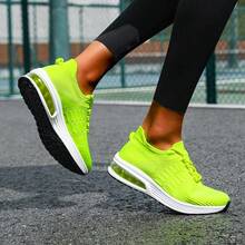 Unisex Air Cushion Running Shoes, Lightweight Breathable Knit Gym Workout Sneakers, Shock-Absorbing & Comfortable, Suitable For Casual Walking And Light Jogging, EU Size 37-47, Black, White, Neon Green, Orange, Sports Design, Durable & Grippy - Multicolor - View 7