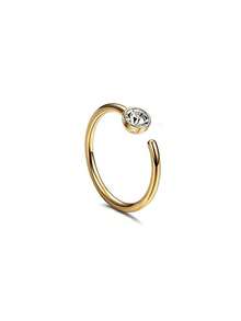 1pc/3pcs/5pcs Hip-Hop Style 304 Stainless Steel Rhinestone Nose Ring, Unisex Street Fashion Body Piercing Nose Jewelry - Multicolor - View 3