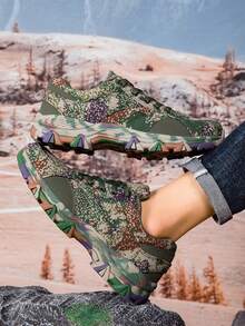 加大码男士徒步鞋，户外登山鞋，迷彩面料和超细纤维皮革，系带防滑橡胶+MD鞋底，适合户外徒步、狩猎等各种活动，四季皆宜 - 軍綠色 - 查看 3