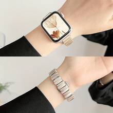 1条不对称金属表带，兼容 42mm、38mm、40mm、41mm、44mm、45mm、46mm、49mm，时尚智能手表替换表带，适用于 Ultra2、Ultra SE2、SE 10、9、8、7、6、5、4、3、2、1，男女通用 - 星光色 - 查看 4