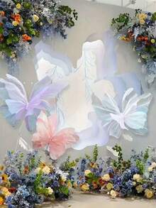 1/3pcs Silk-Like Realistic 3D Butterfly Decorations, Suitable For Photography Backdrops, Holiday Celebrations, Butterfly Themed Parties, Giant Tulle Fake Butterfly Window Displays, Outdoor Garden Decor - Multicolor - View 9