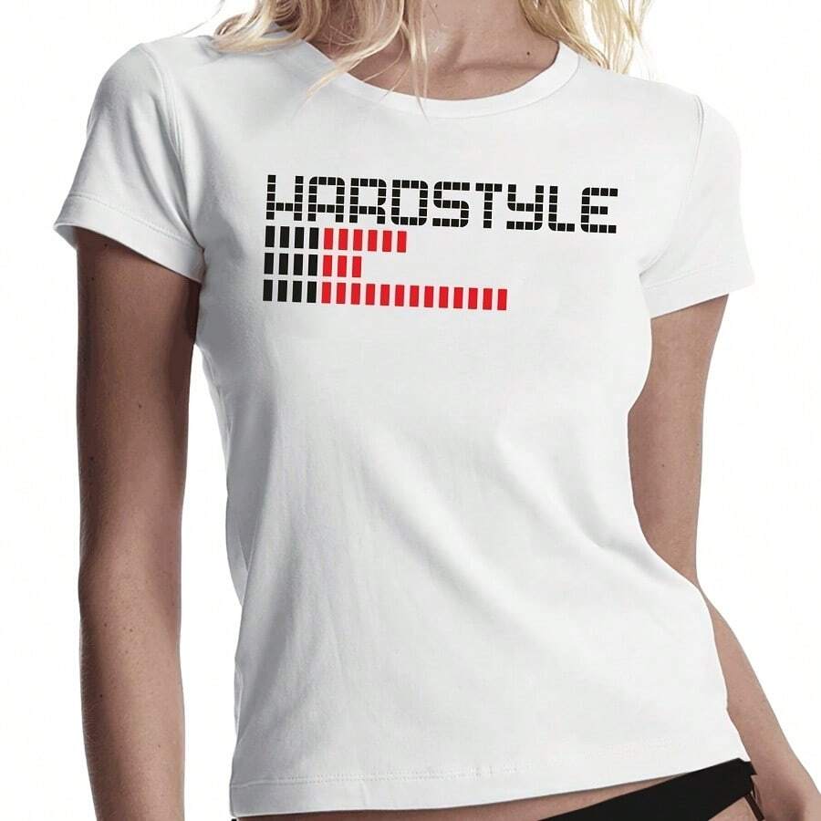 Hardstyle EQ Techno Club Equalizer DJ Music Women Lady Girlie T-Shirt - 白色 - 查看 1
