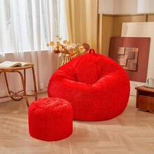 Fluffy Fuzzy Plush Pink Bean Bag Chair Covers – Soft Furry Shaggy Pink Bean Bag Chair Cover For  Girl, Stuffed Animals Bean Bag Storage, No Filler, "X"X" - 紅色 - 查看 2