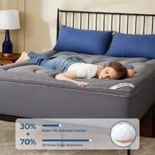 King Mattress Topper, Thick Pillow Top Pad For Back Pain Relief, Cooling Soft Mattress Cover With Deep Pockets 6-18 Inch,37123302 - Mầm xanh - Xem 2