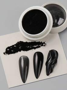 2件装黑色魔镜镀铬美甲粉 - 镜面闪粉，极光电镀白色珠光冰透明美人鱼美甲闪粉装饰，Y2K黑色，适合美甲师和DIY爱好者 - 黑與白 - 查看 5