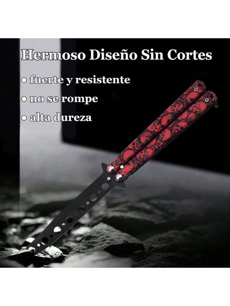EstiloCuchillos De Mariposa, Cuchillos De Artes Marciales, Para Practicar Se Convierten En Trucos Para Entrenamiento, Cuchillo De Entrenamiento Contundente Para Principiantes(Rojo)VersióN Mejorada - 1 - Añade 5